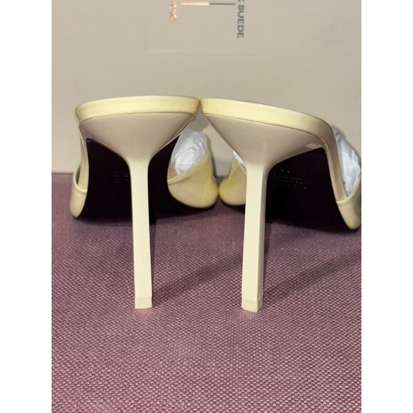 BLACK SUEDE STUDIO Juicy 100 Mules in Butter Patent Yellow 39 with Box High Heel - Picture 6 of 10